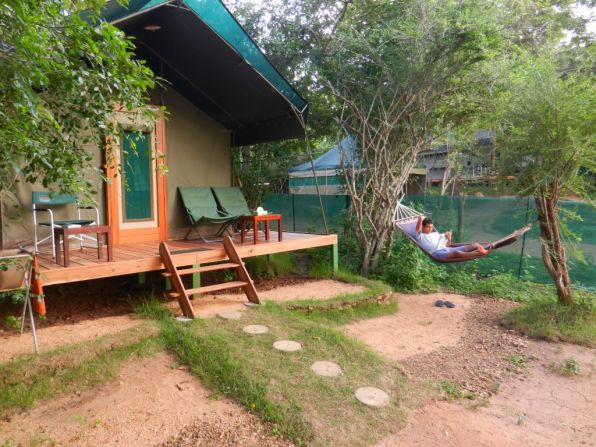 Slumming it at Kulu Safaris' campsite in the park's buffer zone of Kataragama. As a conservation measure, visitors aren't permitted to stay overnight in the park proper. This is as close as you can get.