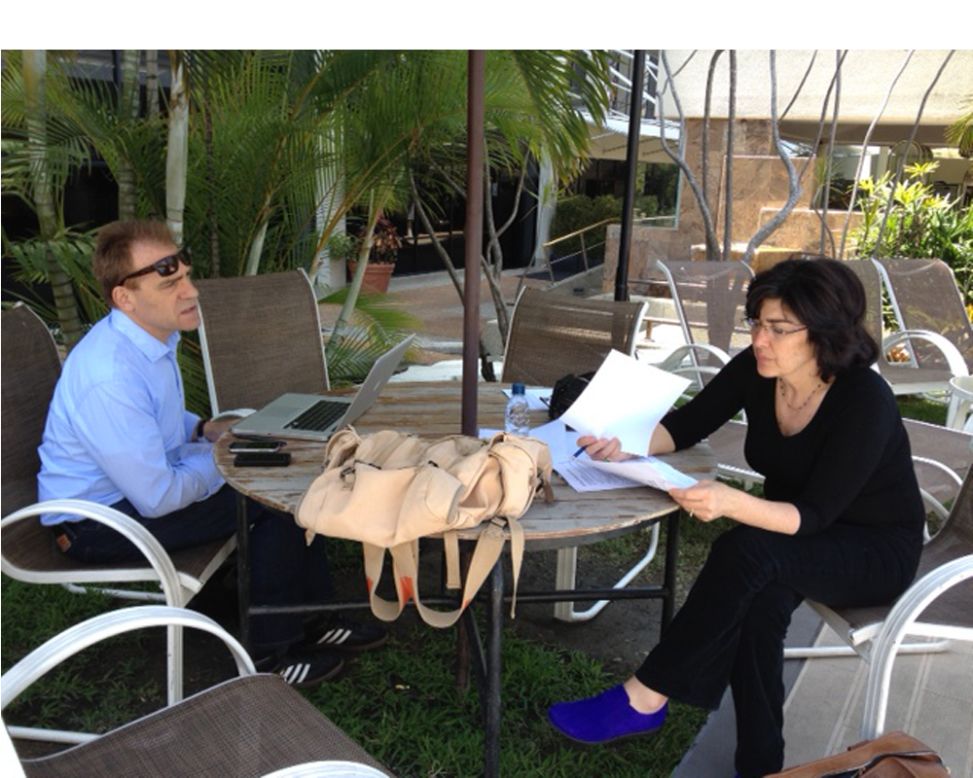 Senior Producer Ken Olshansky helps prepare Christiane for her interview with Maduro.