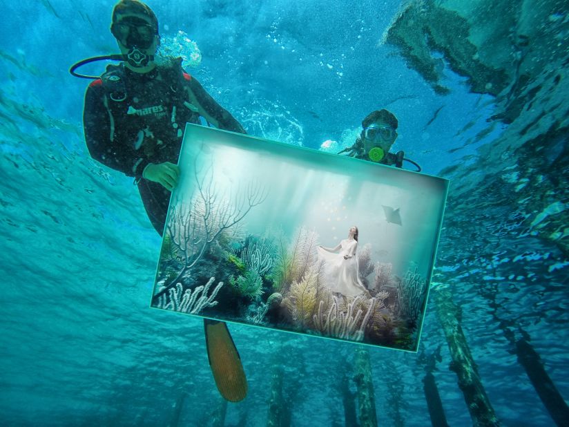 Viennese artist Andreas Franke's latest underwater exhibit went on display in the Maldives this week. Divers set up the artwork valued at $15,000 per piece.  