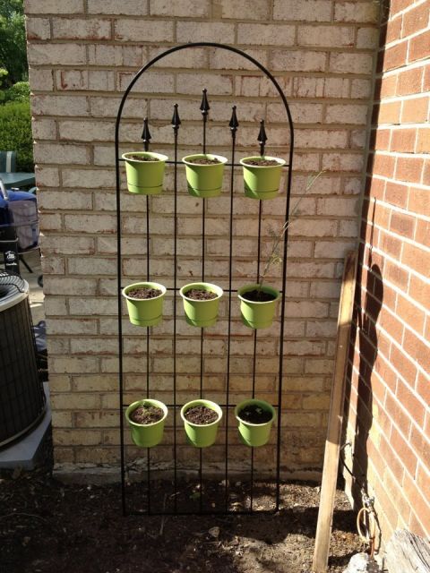 A standing herb garden, inspired by several similar photos on Pinterest and assembled by Linzey's husband "so that we can all enjoy some outside time. Anabelle's room has a sliding door that opens right into the garden, so it is easy for her to sit outside while we plant and tend."