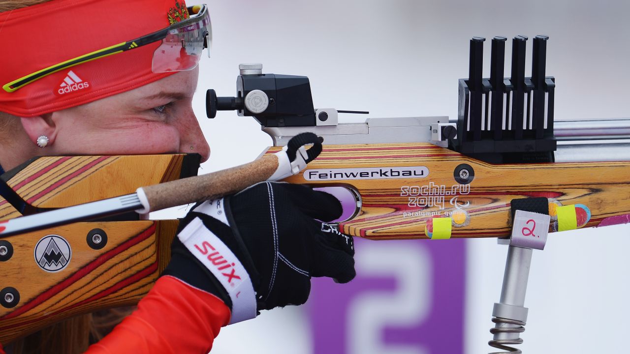 Alena Kaufman of Russia competes in the women's biathlon on March 14.