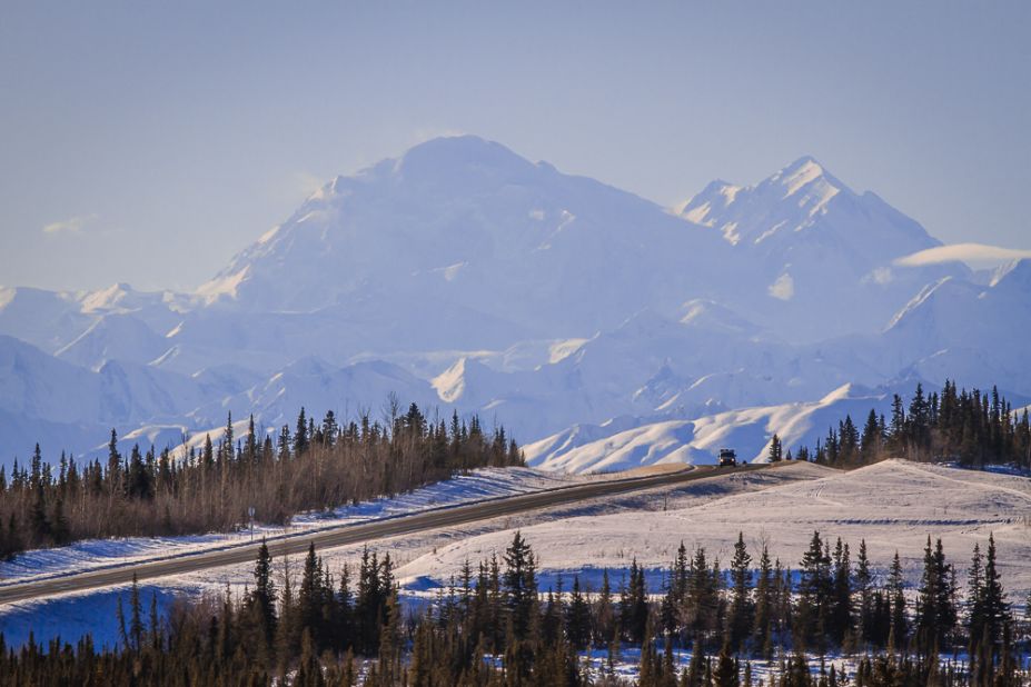 The George Parks Highway connects the state's two largest cities -- 323 miles between Anchorage and Fairbanks. A clear day offers spectacular views of Mt. McKinley, the tallest mountain in North America (20,237 feet).