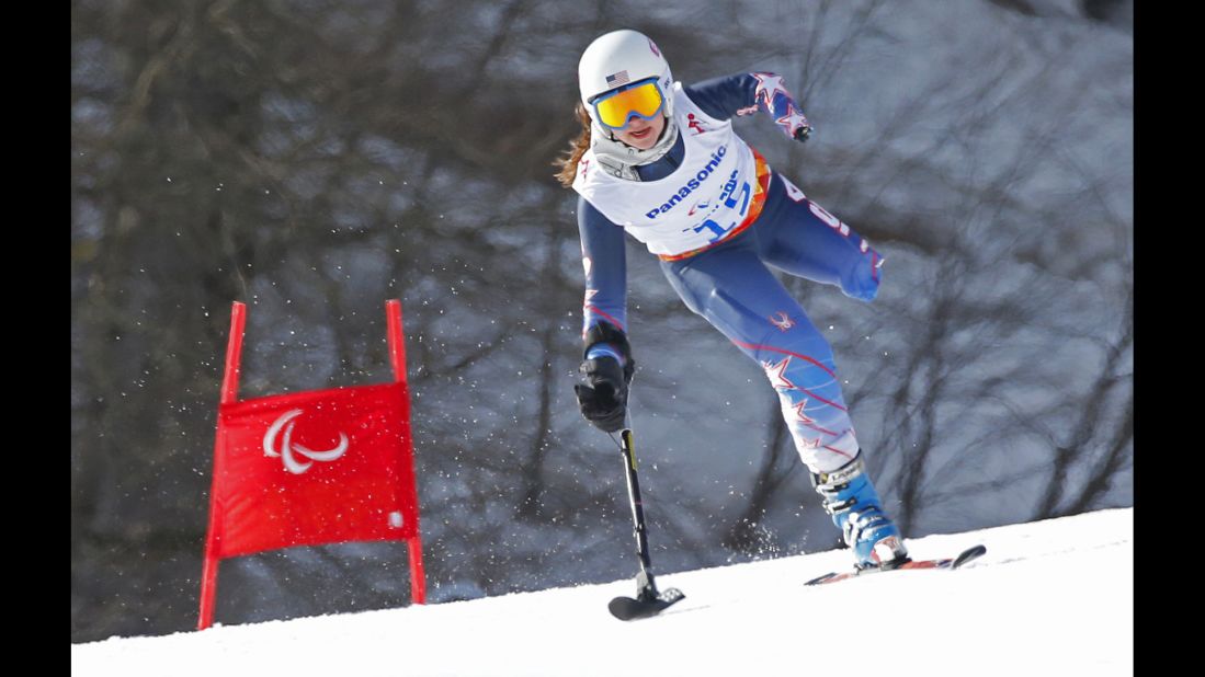 American skier Stephanie Jallen races to win the bronze medal in the super-G on Monday, March 10.