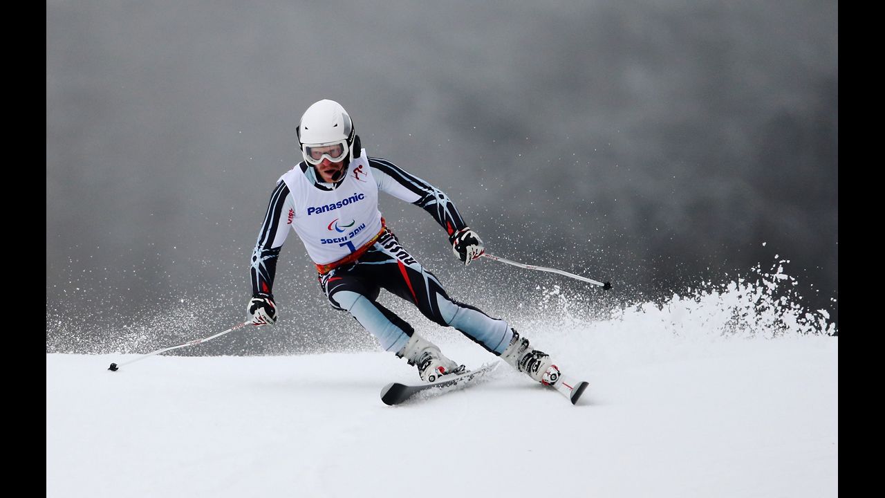 Ivan Frantsev of Russia competes in the men's giant slalom visually impaired on March 15.