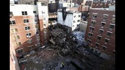 Rubble is seen Friday, March 14, 2014,  two days after a natural gas explosion leveled two apartment buildings in New York, Friday, March 14, 2014. Using sound devices to probe for voices and telescopic cameras to peer into small spaces, workers searching a pile of rubble from a gas explosion in the East Harlem section of Manhattan, continued to treat it as a rescue operation, holding onto the possibility of finding survivors from a blast that brought down two apartment buildings and killed at least eight people. (AP Photo/Julio Cortez)
