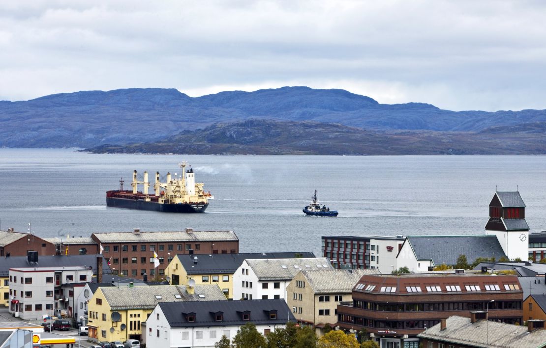Ships carry iron ore and other goods from Kirkenes to China via the Northeast Passage through the Arctic Ocean.