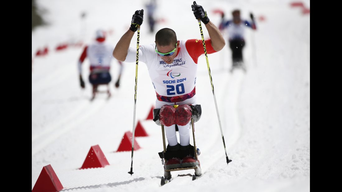 Chris Klebl of Canada competes to win the gold medal in the men's cross-country 10-kilometer sitting event on March 16.