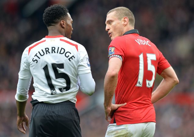 Manchester United captain Nemanja Vidic was sent off after picking up a second yellow card for a foul on Daniel Sturridge. Gerrard took the penalty kick but could only hit the post.