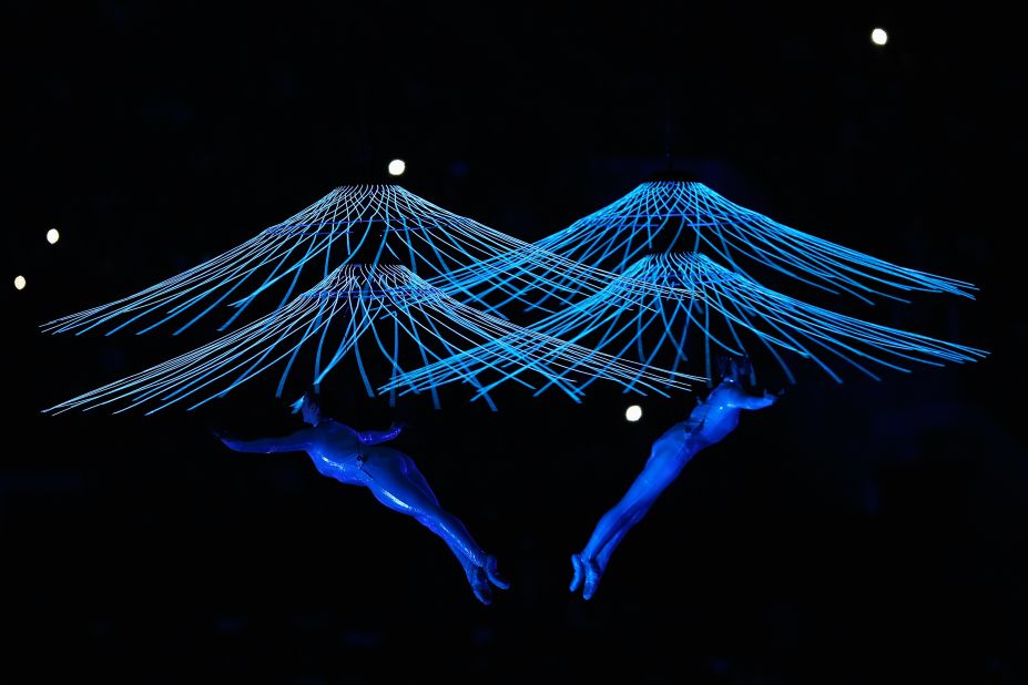 Aerial performers in action during the Closing Ceremony.