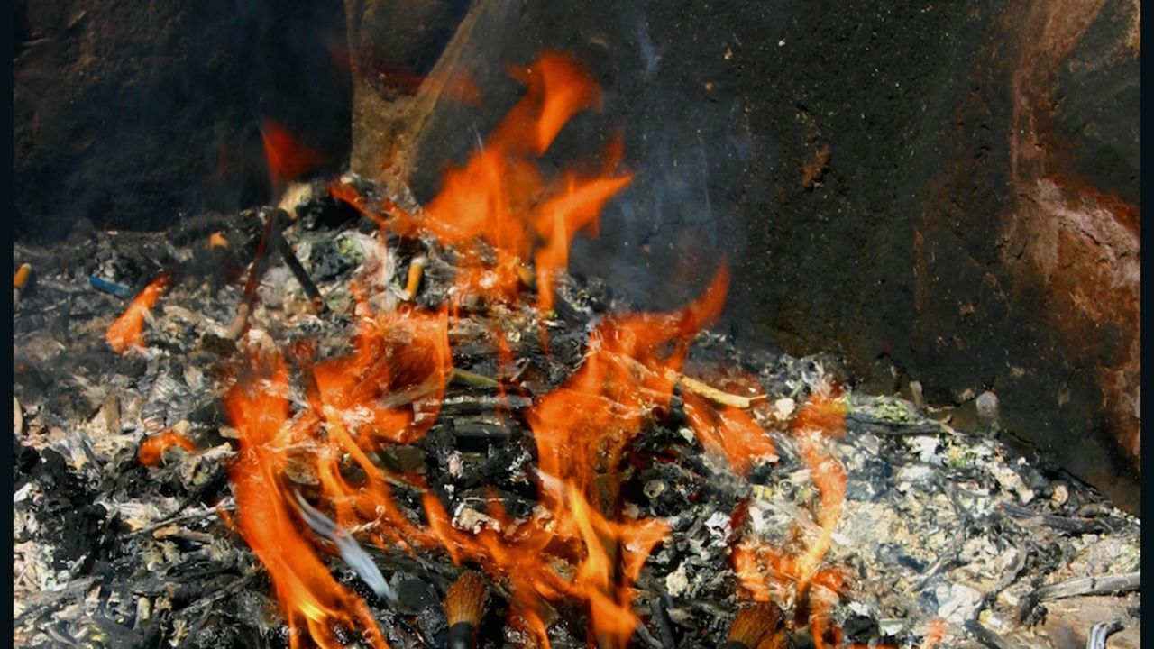 Every year, used brushes from all over Japan are brought to Kumano to be thrown onto a pyre.