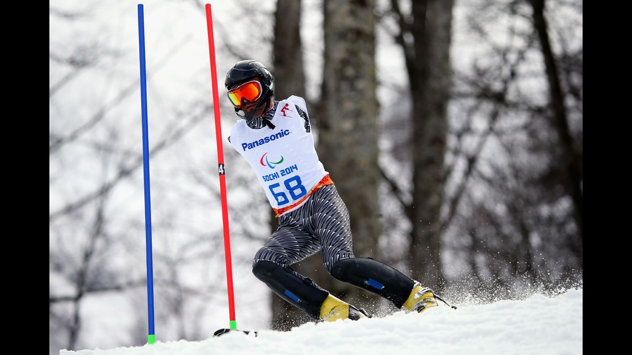 Armenian skier Mher Avanesyan competes in the men's slalom Thursday, March 13, at the Winter Paralympic Games. The Paralympics were held in Sochi, Russia, just like last month's Olympics.