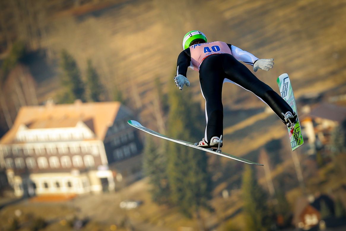 Slovenia's Peter Prevc jumps Friday, March 14, at the FIS Ski-Flying World Championships in Harrachov, Czech Republic.