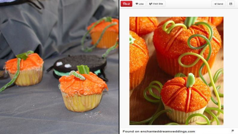 For Halloween, Brockett wanted to make some cute and tasty Pinterest-inspired pumpkin patch cupcakes. "They didn't rise and while I thought about compensating with 2 inches of icing, I decided that might not be the best thing to feed a party full of small children. They weren't necessarily pretty, but the kids found them fun and ate them readily."