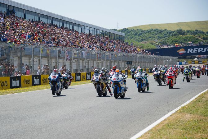 The circuit of Jerez, which will play host to the Grand Prix of Spain on May 4, has become one of the season's most popular venues. The track, built in 1986, is set in a slight valley in the south of the country and its good weather, along with some fine scenery, makes for 250,000 happy spectators.