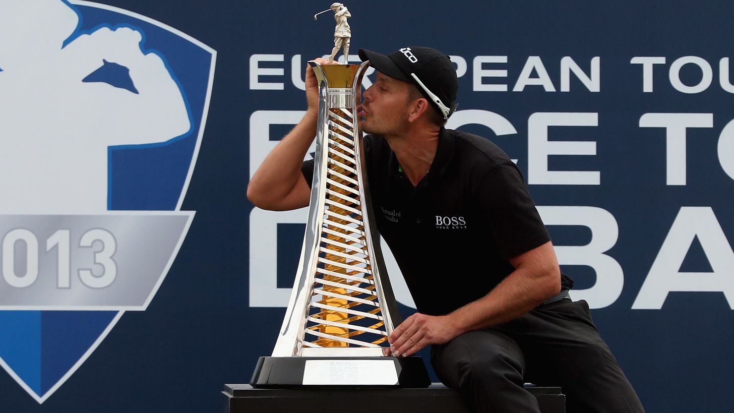 Sweden's Henrik Stenson celebrates winning last year's DP World Tour Championship in Dubai.