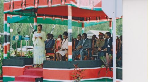 Gikonyo giving her speech during the official launch of The Karen Hospital in 2006. 