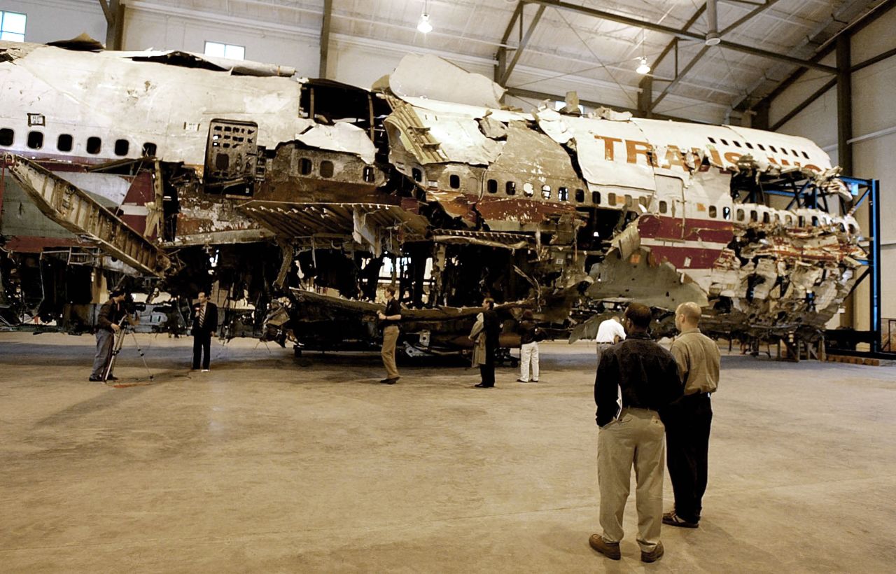 A reconstruction of a section of fuselage from TWA Flight 800 sits in the National Transportation Safety Board Academy as a teaching tool for air crash investigators. In the aftermath of the 1996 incident, in which the Boeing 747 crashed into the ocean near New York, federal officials issued a new safety requirement mandating certain planes to install a device that would prevent fuel tanks from exploding.