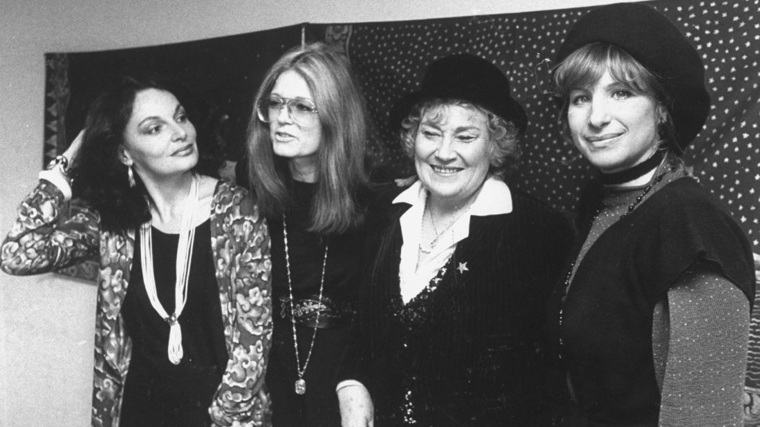 From left, fashion designer Diane von Furstenberg, Steinem, activist Bella Abzug and Barbra Streisand attend a 1981 benefit in Streisand's honor for Women USA.