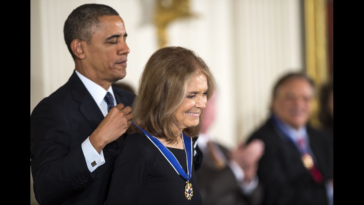 Steinem is presented the Presidential Medal of Freedom by President Barack Obama at the White House in November. It is the nation's highest civilian honor. 