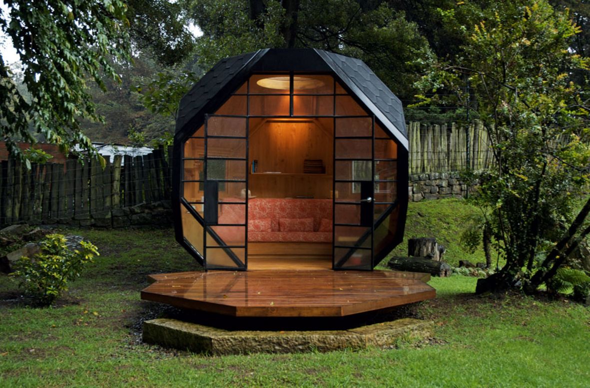 <em>Polyhedron Habitable, Colombia</em><br /><br />A perfect spot to relax and unwind, this geometric hideout in the back of a Bogota garden is based on a child's understanding of shapes. The pod has a built-in drawing area, and little windows on the side and on top, which let daylight and fresh air in. 