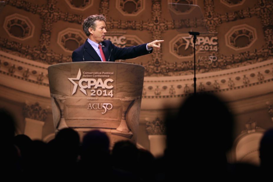 Paul addresses the 2014 Conservative Political Action Conference, where he easily won the presidential straw poll.