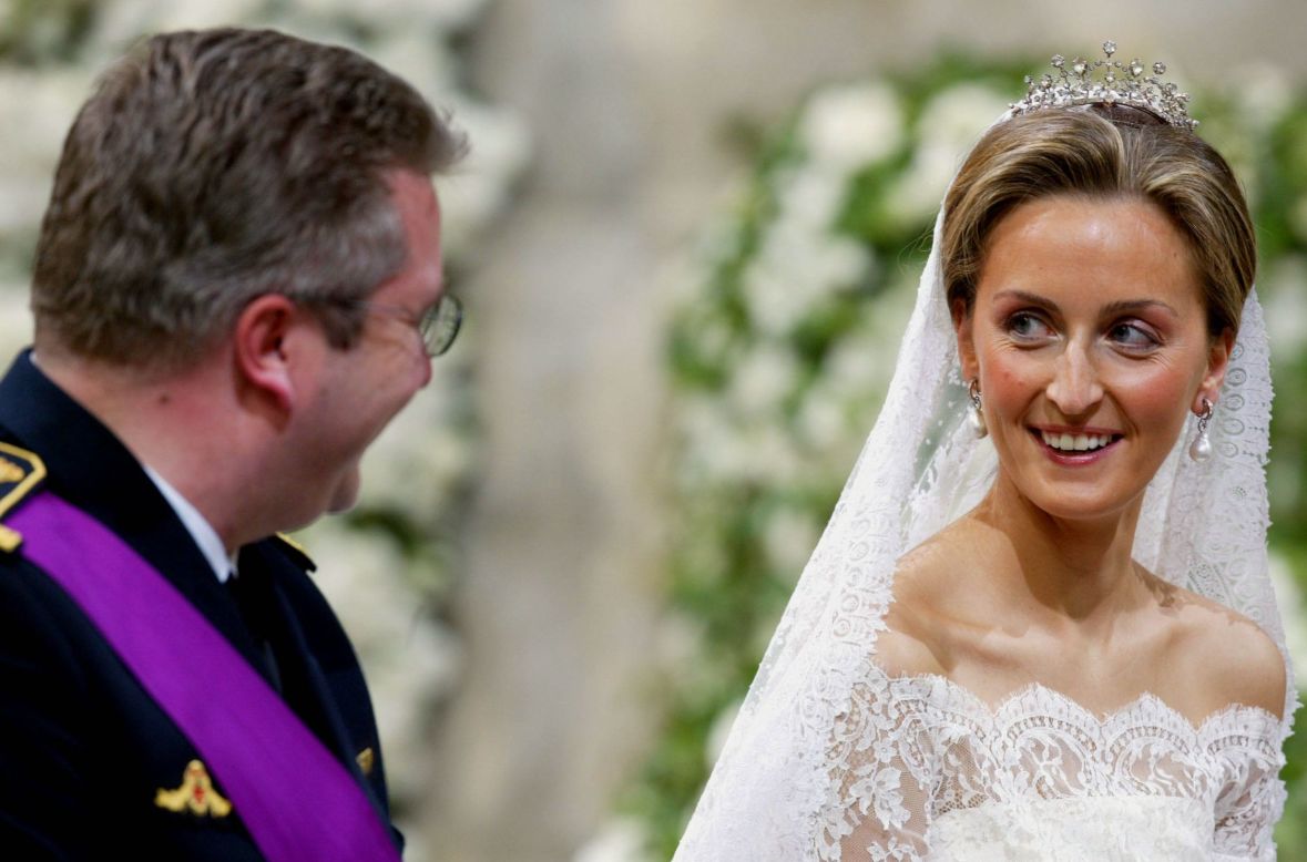 Wedding of Prince Laurent of Belgium and Claire Coombs on April 12, 2003 in Brussels, Belgium.