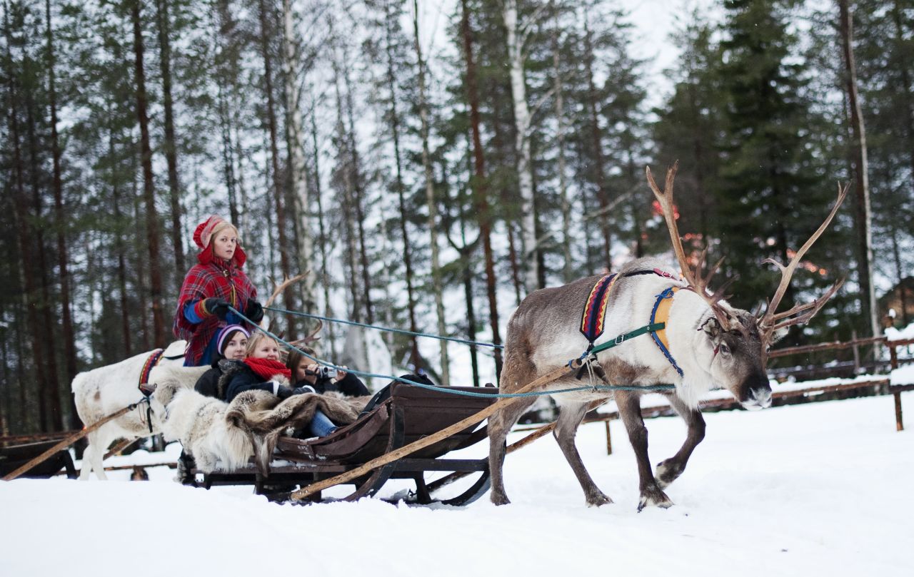 <strong>Finland</strong>, the seventh-happiest country, is home to Santa Claus. You can ride a reindeer sled in the <a href="http://www.santaclausvillage.info/" target="_blank" target="_blank">Santa Claus Village</a>, an amusement park near Rovaniemi in the Lapland region.