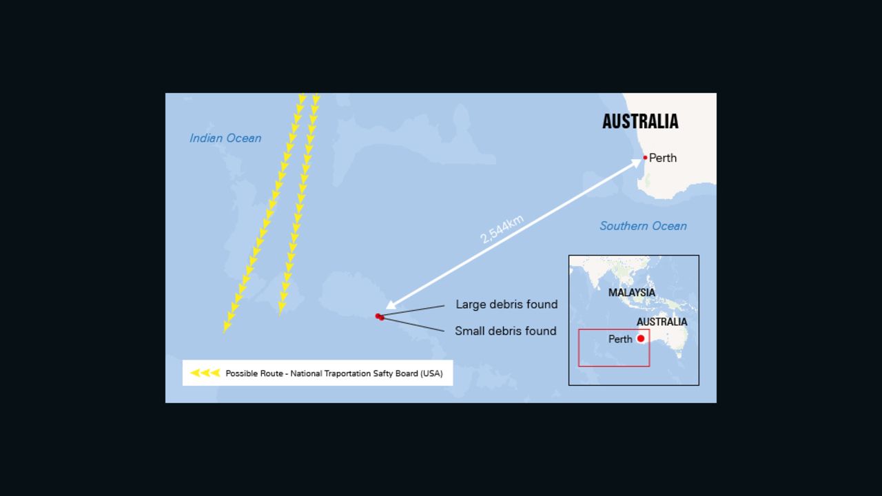 The two objects were found about 22 kilometers apart in the southern Indian Ocean. 