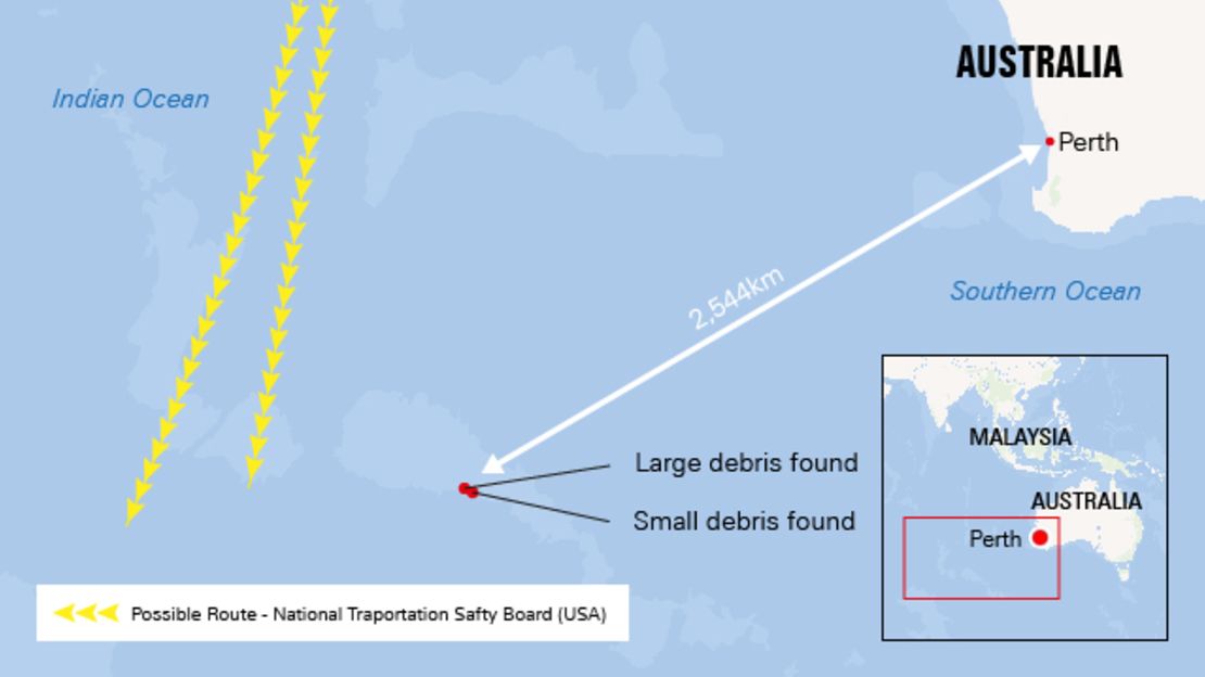 The two objects were found about 22 kilometers apart in the southern Indian Ocean.