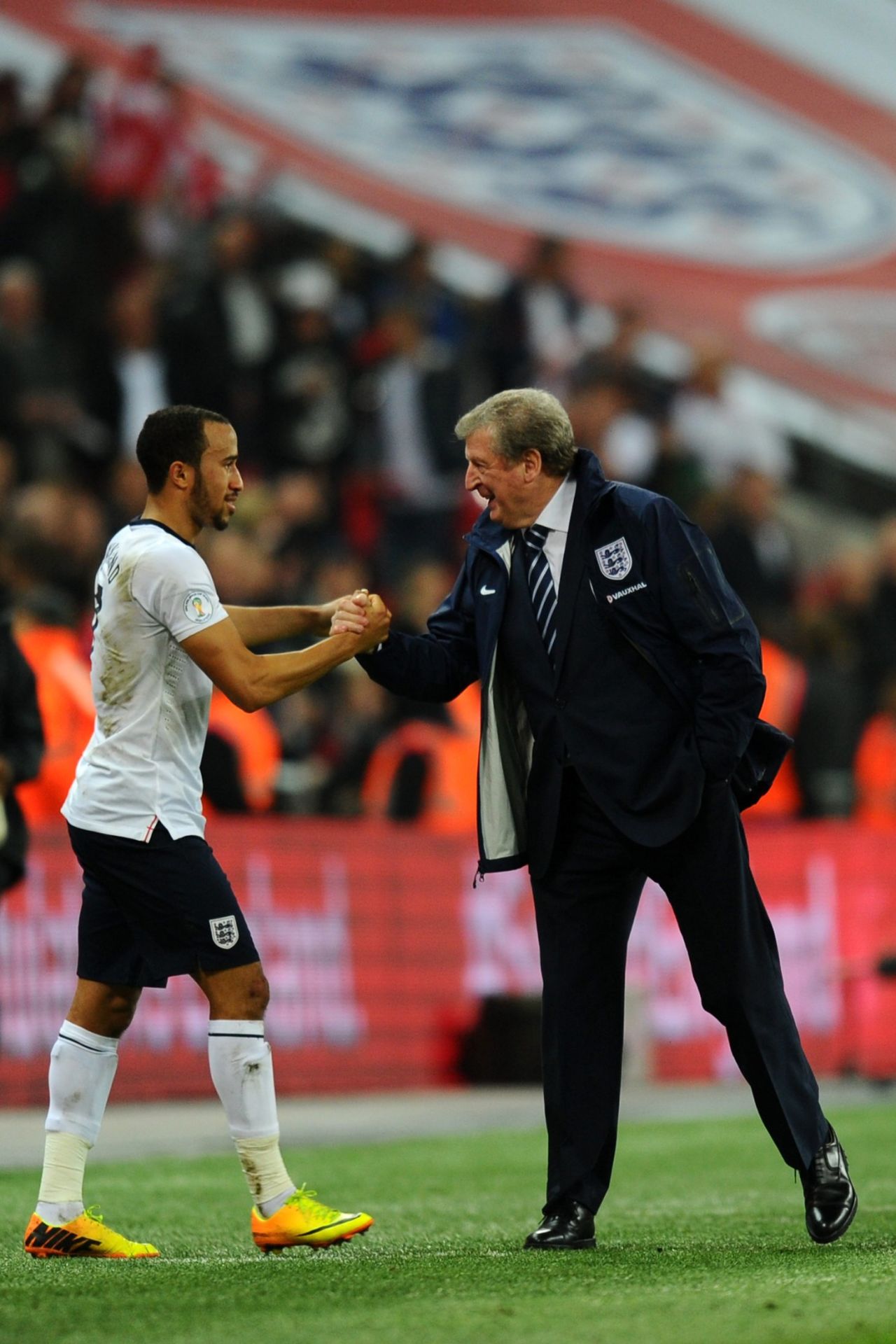 English football has spent decades battling the scourge of racism. England manager Roy Hodgson (right) apologized after referring to Andros Townsend (left) as "the monkey" while telling an old NASA joke during a halftime team talk last year. In defense of his manager, Townsend tweeted: "I don't know what all this fuss is about....No offense was meant and none was taken! It's not even news worthy."