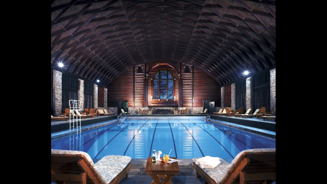 Fairmont Le Château Montebello in Quebec was built in 1930 as a retreat for the exclusive private Seigniory Club, and it has a clubby feel, right down to the impressive indoor pool.