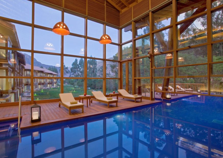 Tambo del Inka in Peru's Sacred Valley takes its inspiration from the outdoors, using local  shihuahuaco wood in its pool area.