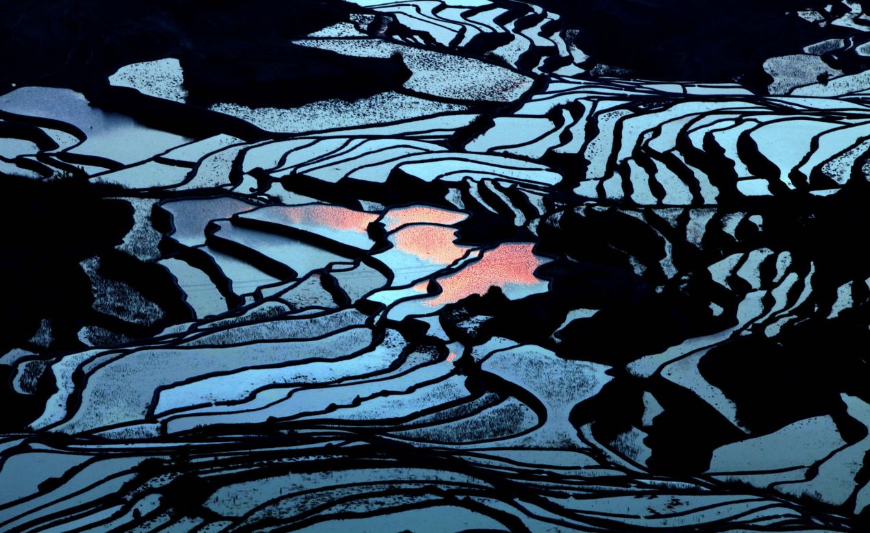The terraced fields of southwest China's Yunnan province are seen on Wednesday, March 19. UNESCO's World Heritage Committee added the <a href="http://whc.unesco.org/en/list/1111" target="_blank" target="_blank">Cultural Landscape of Honghe Hani Rice Terraces</a> to the prestigious World Heritage List last year.