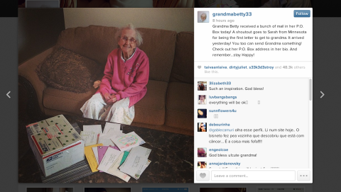 Grandma Betty received mail through a P.O. Box, and enjoyed the messages she received. 