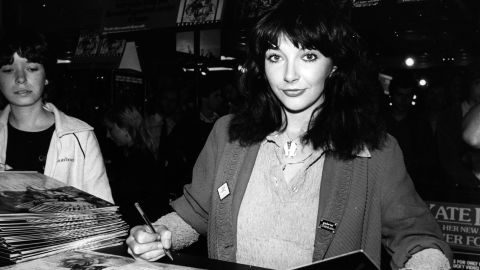 Kate Bush signs copies of her album "Never Forever" in London on September 12, 1980.