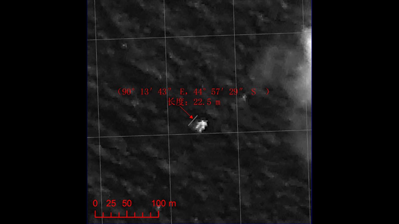 A Chinese satellite captured this image, released on March 22, 2014, of a floating object in the Indian Ocean, according to China's State Administration of Science. It was a possible lead in the search for the missing plane. Surveillance planes were looking for two objects spotted by satellite imagery in remote, treacherous waters more than 1,400 miles from the west coast of Australia.