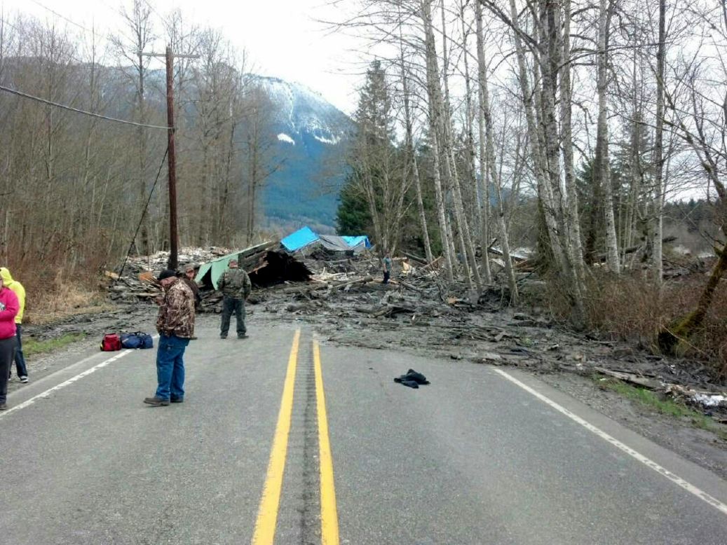 The landslide cut off the small town of Darrington and prompted an evacuation notice for fear of a potentially "catastrophic flood event," authorities said.