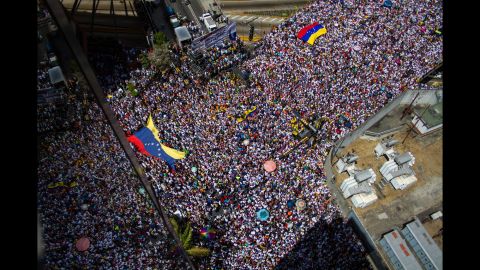 Thousands fill the streets of Caracas on Saturday, March 22, during an anti-government protest. Meanwhile, a crowd of pro-government students marched against what they called "fascist violence."