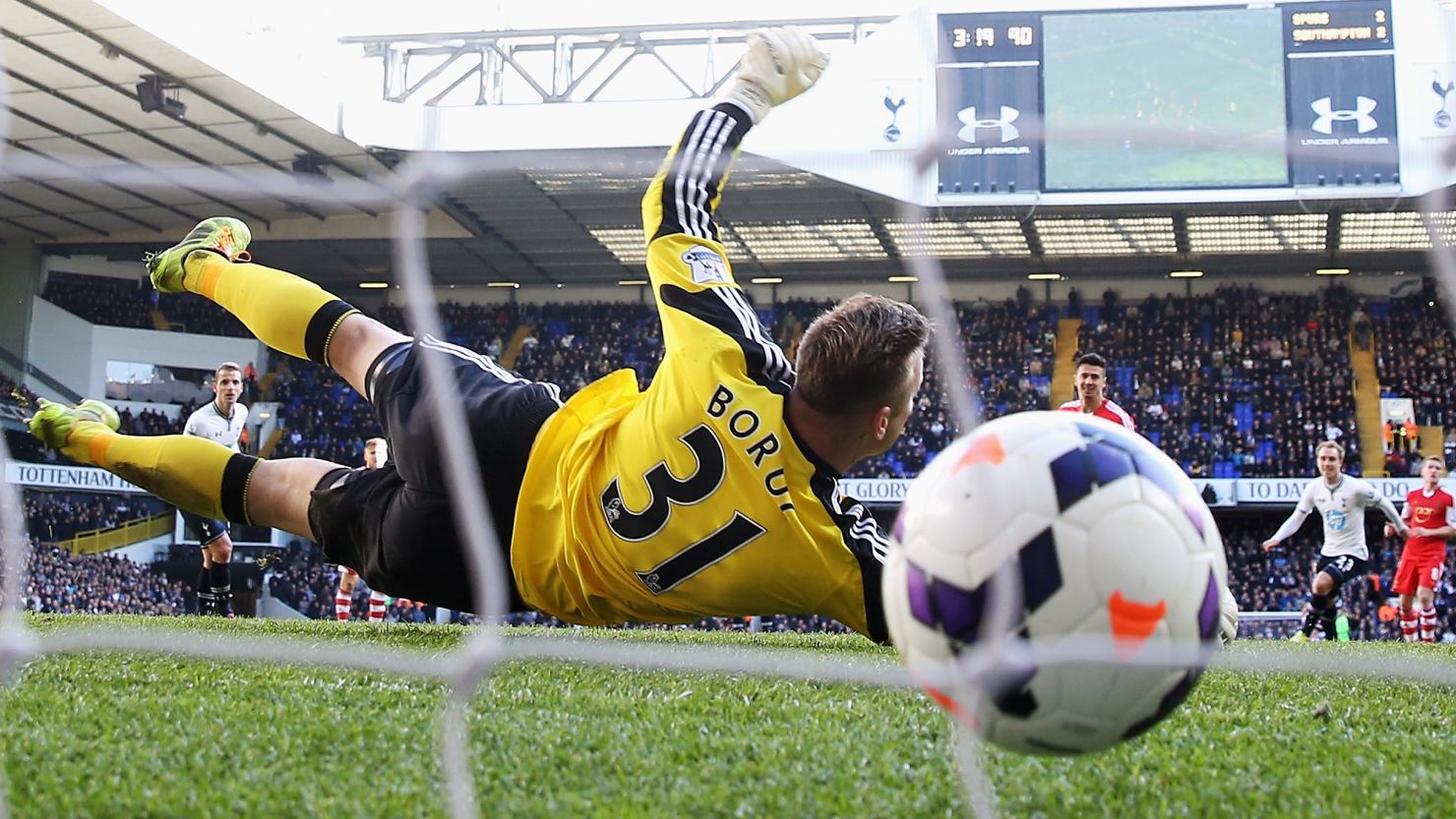 Southampton's Artur Boruc had no chance on Tottenham's winning goal in the Premier League on Sunday. 