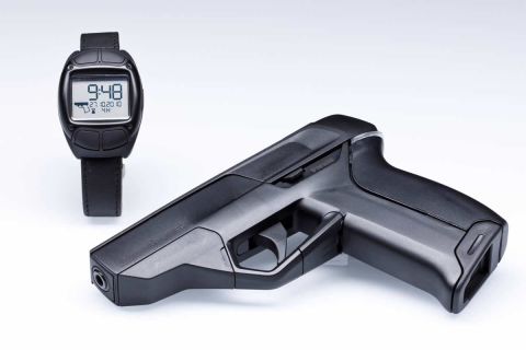 The Armatix iP1 pistol uses a radio frequency identification (RFID) chip activated by the owner's watch.
