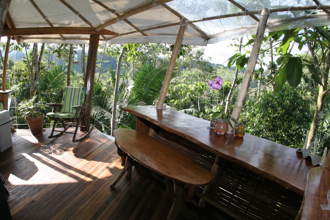 Breakfast comes with a bird's eye view at the Lapa's Nest Tree House in Costa Rica.