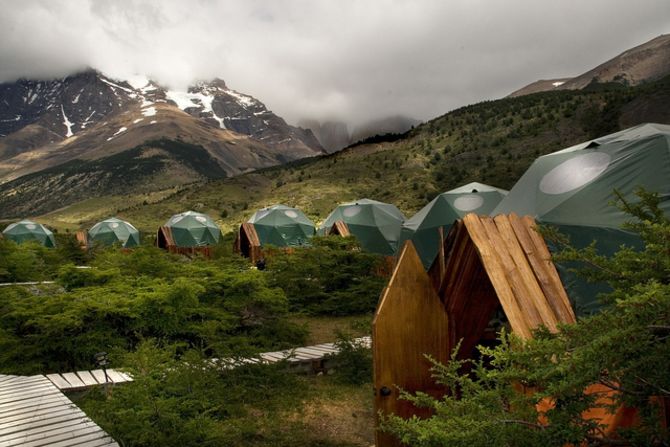 The domes of EcoCamp Patagonia in Chile are designed to mimic tradition nomad dwellings.