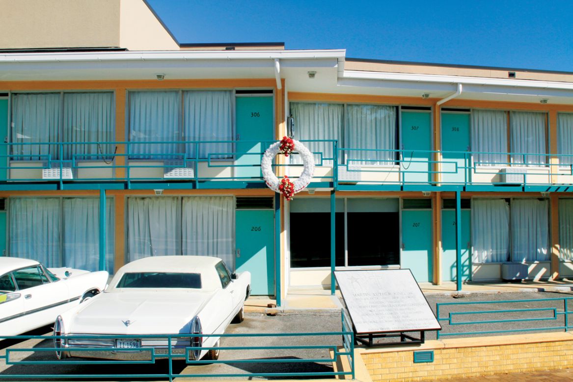 <strong>Lorraine Motel (Memphis, Tennessee):</strong> On April 4, 1968, Martin Luther King Jr. was shot while standing on the balcony of the Lorraine Motel. He was in Memphis to lead a protest in support of striking city workers. The site is now the National Civil Rights Museum.
