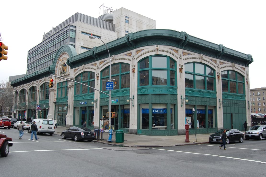 The facade of the Audubon Ballroom in New York City has been preserved.