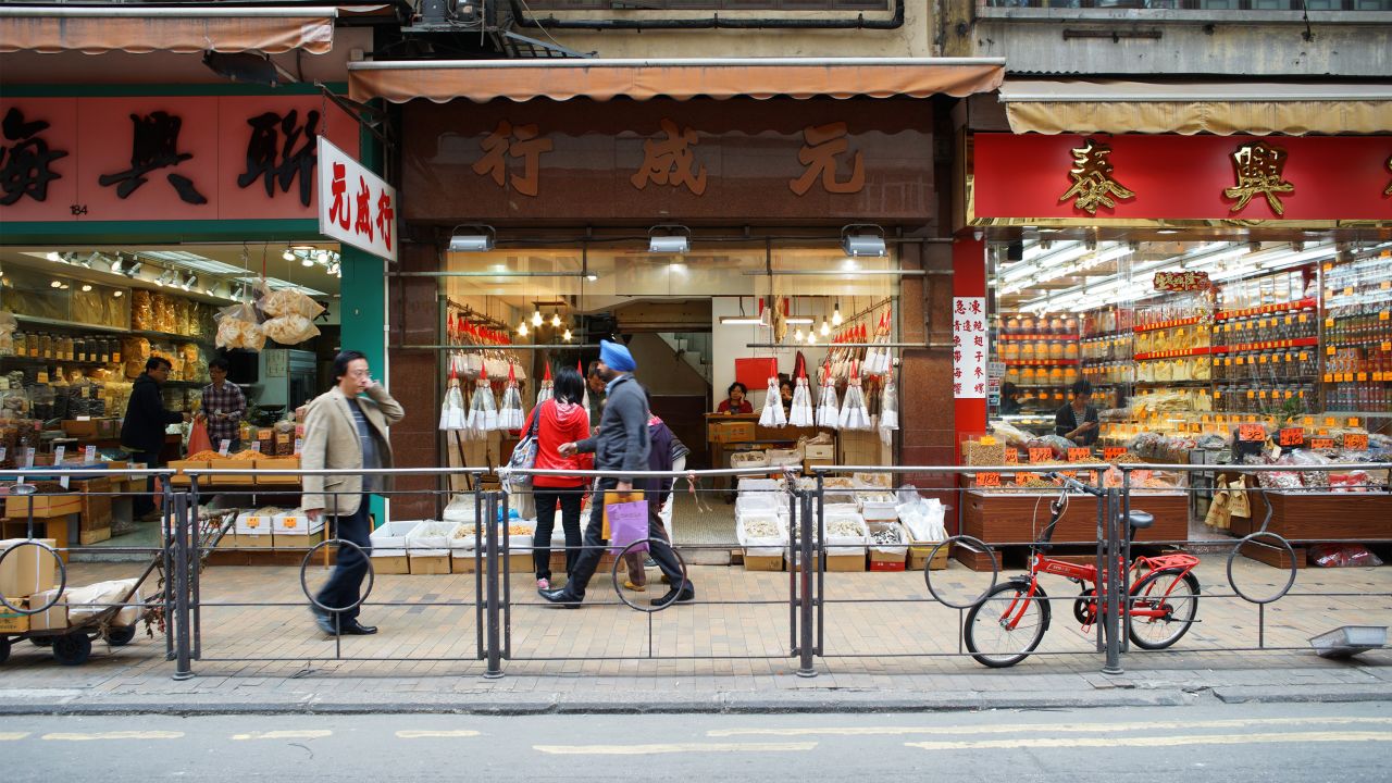 The tram runs along Des Vouex Road West in Sheung Wan -- also known as "Dried Seafood Street." Eric Lee Tsun-lung, founder of tram fan club <a href="http://www.mytramways.com" target="_blank" target="_blank">Hong Kong Trams Enthusiast</a>, says the best time to visit is late morning or early afternoon, when vendors are busy laying out goods to dry in the sun. 