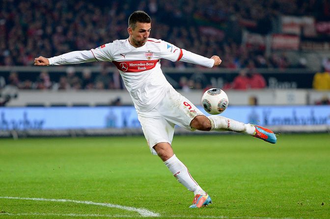 Stuttgart are one of only two teams (along with Mainz) who have gone in at halftime in front against the Bavarians this season. Vedad Ibisevic's (pictured) 29th-minute goal put Stuttgart ahead before two late goals gave Bayern a win at the of January. 