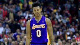 Nick Young #0 of the Los Angeles Lakers reacts after missing a three pointer during the closing seconds of Lakers' loss in November 2013