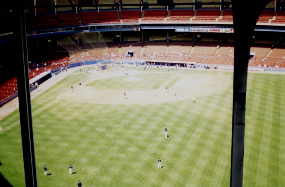 <strong>Cleveland Municipal Stadium (1993): </strong>The Indians played here beginning in 1932. It was one of the earliest multipurpose stadiums and with nearly 80,000 seats at one point, "it was a huge, huge stadium," Ondrovic said. "Even this photograph can't really describe how far the game looked. ... You might as well sit at home."  It was demolished in 1996.