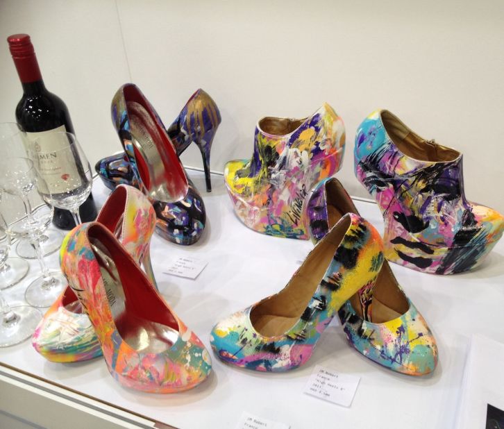  A selection of painted high heel shoes by France artist JM Robert for sale at the Affordable Art Hong Kong fair. Each pair was sold separately -- the ones in the front right went for HK$4,500 ($580). 
