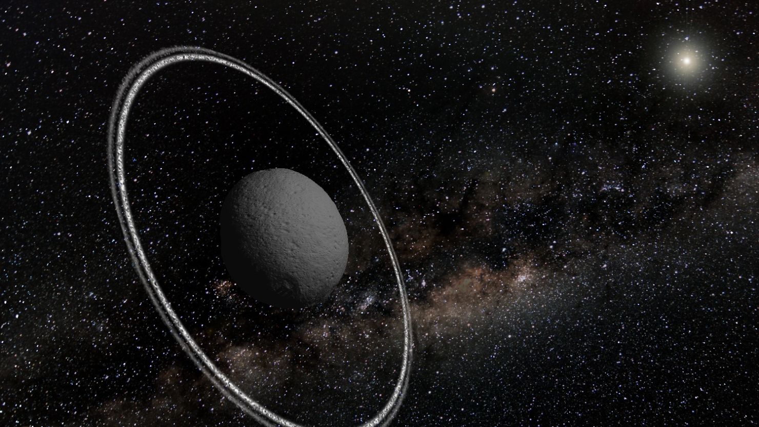This is an artist's interpretation of the ring system around asteroid Chariklo.